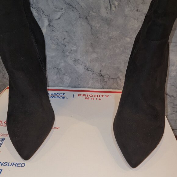 Jessica Simpson Black Suede Thigh High Boots with 4" Stiletto Heel, Size 8.5M/39 - Picture 4 of 12